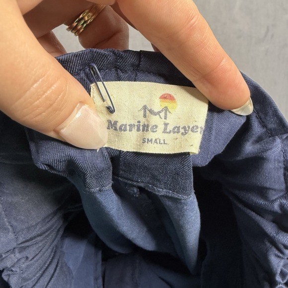 Marine Layer Pants Womens S‎ Blue Wide Leg Belted Paper Bag Elastic Waist - Picture 11 of 12